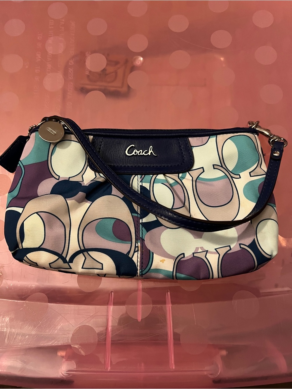Coach Vintage Madison Navy and Multicolor Signature Wristlet